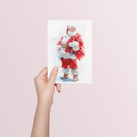 Watercolor Santa Claus Portrait Wall Art Print Poster, Unframed – Joyful Holiday - Picture 5 of 5